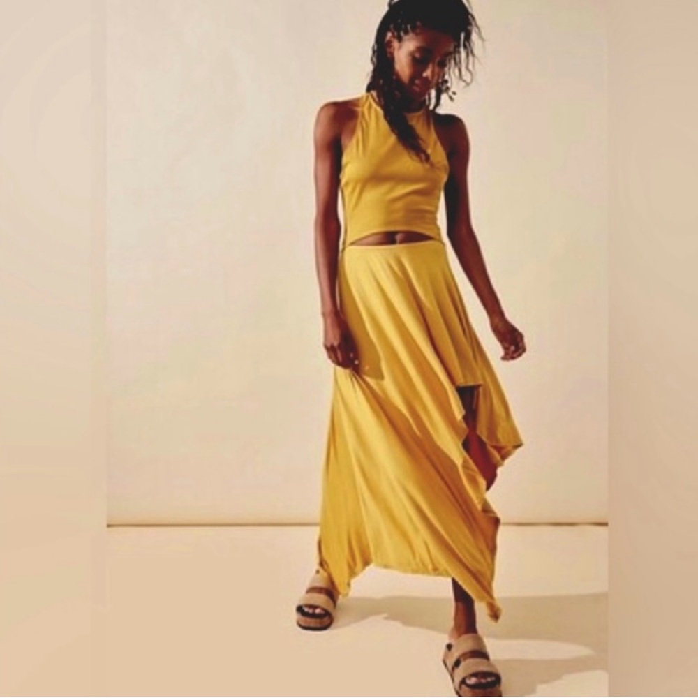 Free People Bethany Midi Dress Small Yellow